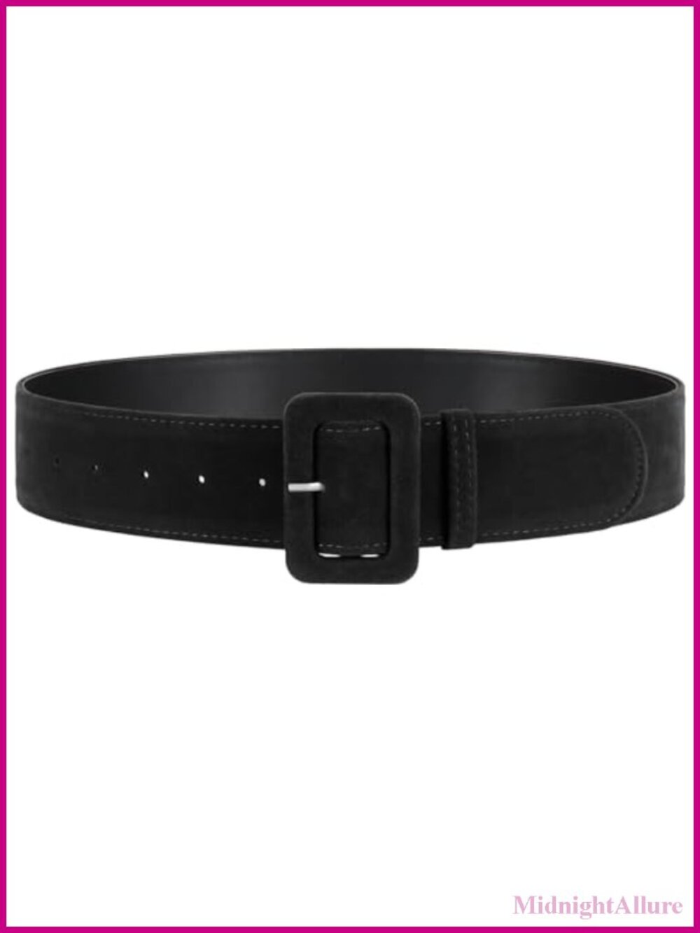 Wide Velvet Waist Belt Faux Leather Square Buckle Dress Cinch